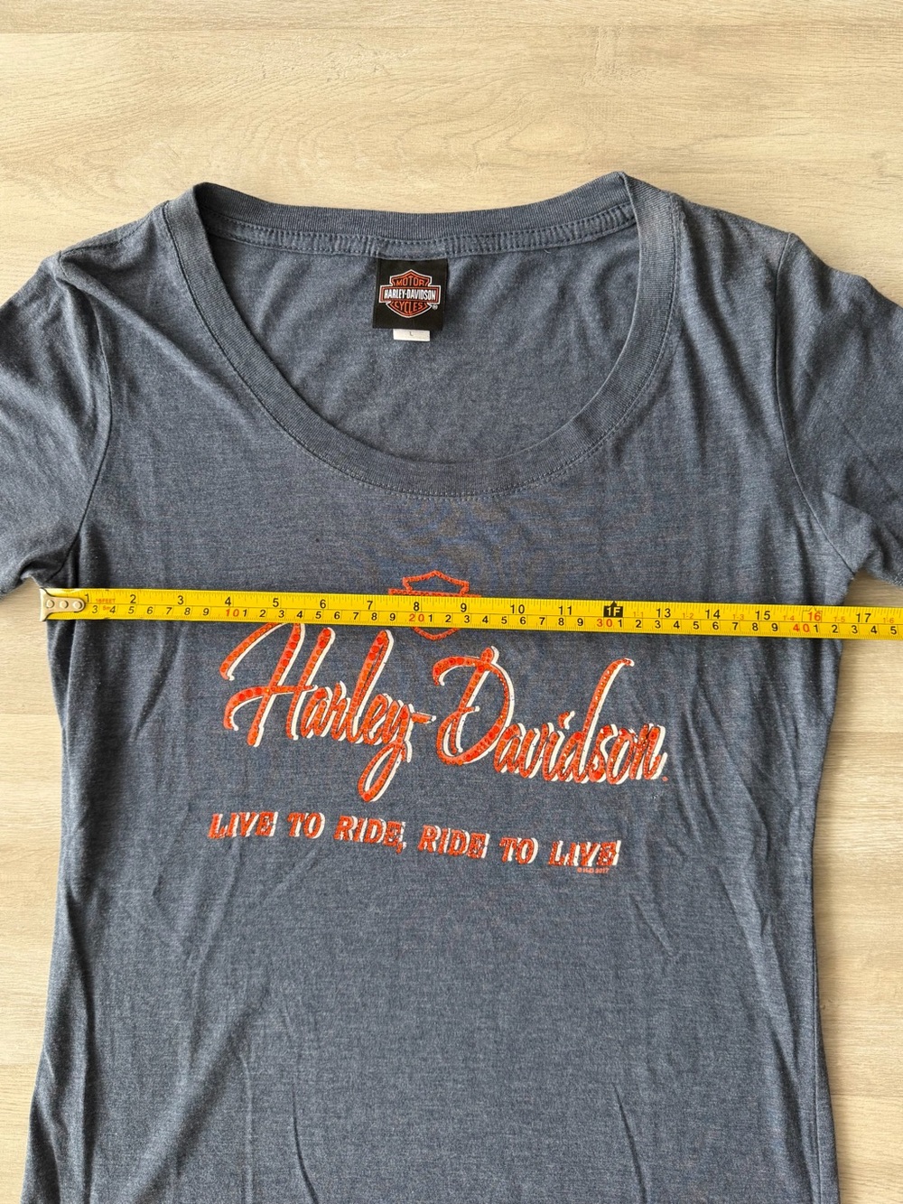 Harley-Davidson Charcoal Tee with Orange Studded Script - Picture 5 of 7